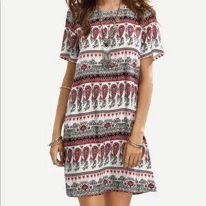 Multi color Paisley Short Sleeve Shift Dress